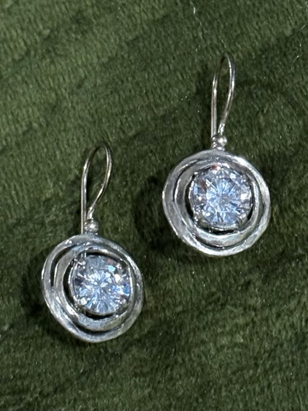 NEW! Noa Zuman Pierced Earrings 925 Sterling Silver Round CZ Drop Crystal Israel